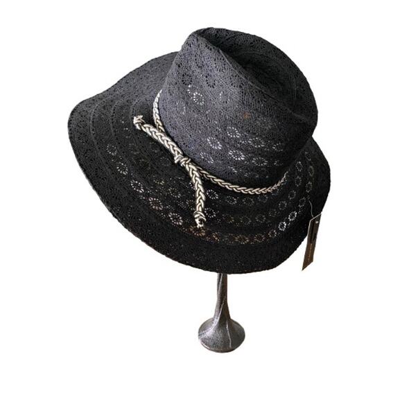 Jane & Berry Accessories - Jane &‎ Berry Black Boho Coastal Cowgirl Braided Tassel Hat NWT